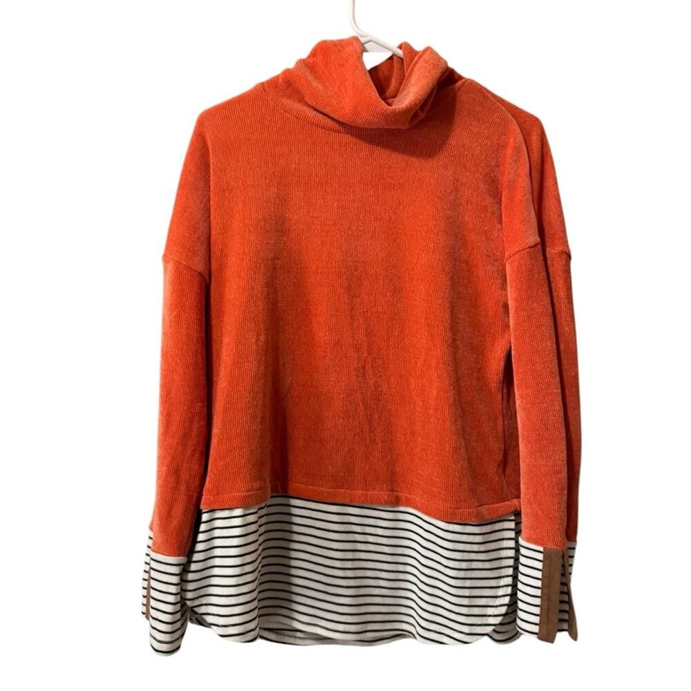 Anthropologie THML Women Size Medium Turtleneck Striped Long Sleeve Career City